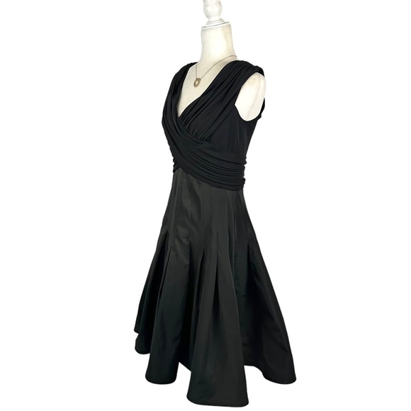 Tadashi Shoji Black Pleated Fit and Flare Midi Dress - Picture 5 of 16